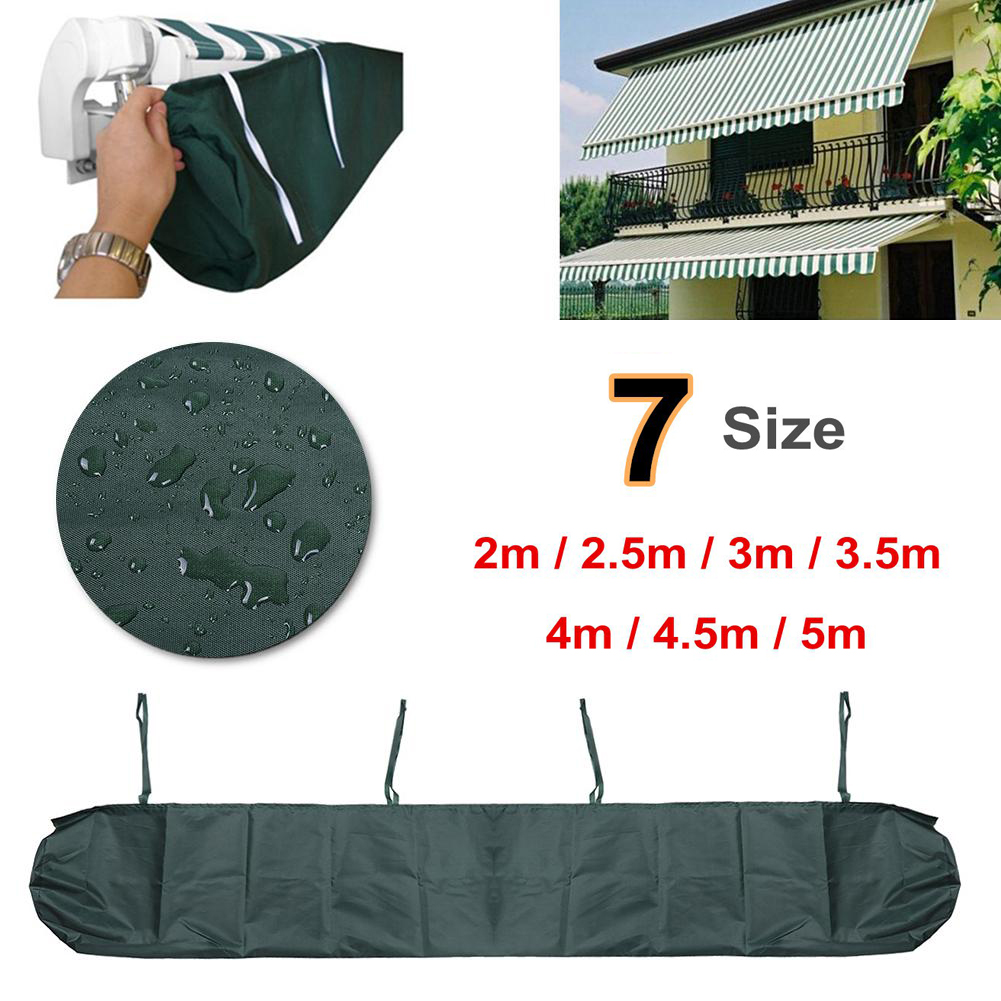 7 größen Terrasse Markise Schutz Abdeckung Terrasse Garten Regen Schuppen Lagerung Tasche Regen Abdeckung Einziehbaren Rollladen Markise Staub Abdeckung: Grün / 3M