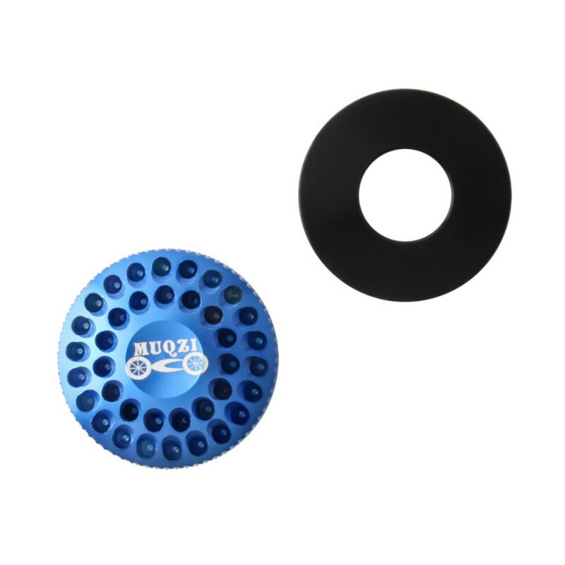 Outdoor Sports Cycling Aluminum Mountain Bike Wearing a Hat Riding Rod Without Thread Top Cap Protective Accessories: Blue