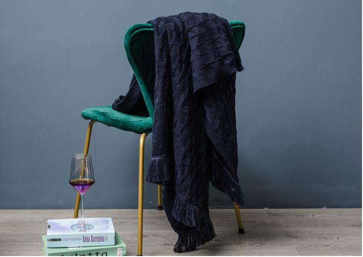 Nordisk vintage linger strikket tæppe sengeende tæppe sofa håndklæde seng ende håndklæde betræk  fg1310