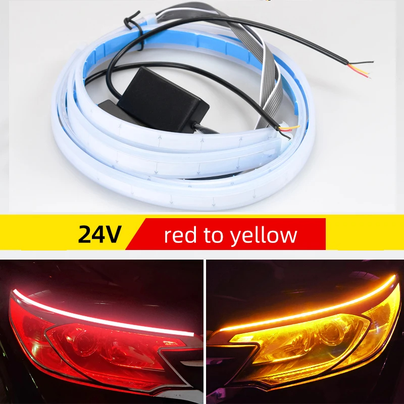 2 Stück 24 V LED-LKW-Licht 30 cm 45 cm 60 cm 70 cm Auto-Tagfahrlicht Dekor Lampenleiste mit gelber Lenkfunktion Signallampe: Tiefe Blau / 5000k