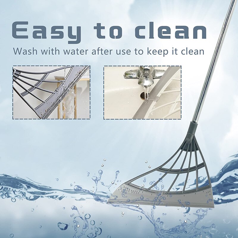 Escoba mágica telescópica para quitar la suciedad y el pelo, mopa de silicona para limpieza de suelo del hogar, puede barrer el agua con escurridor ajustable