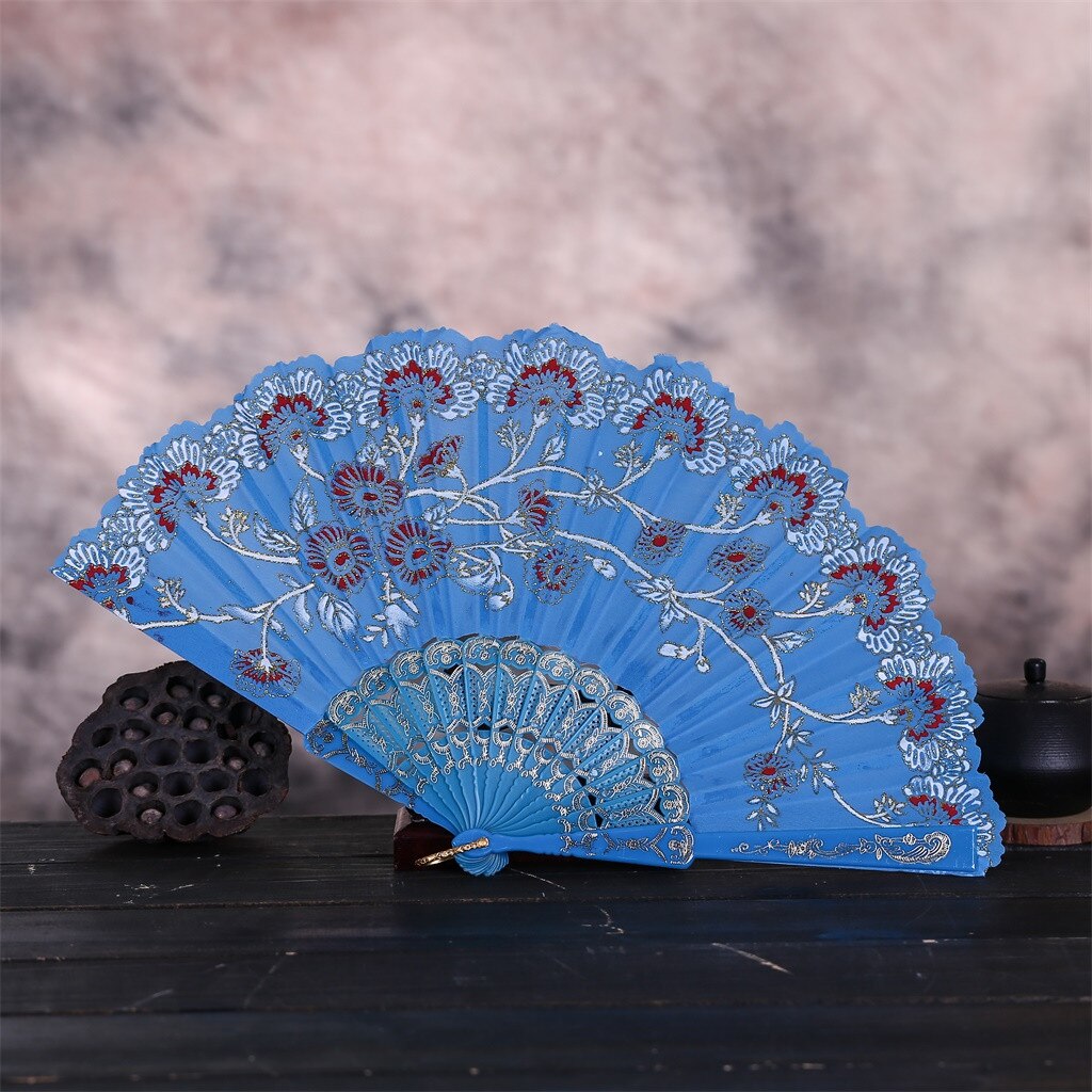 Chinese Stijl Dance Wedding Party Lace Silk Folding Handheld Bloem Fans Houten Chinese Stijl Hand Held Fans Wachlarz Drewniany: F