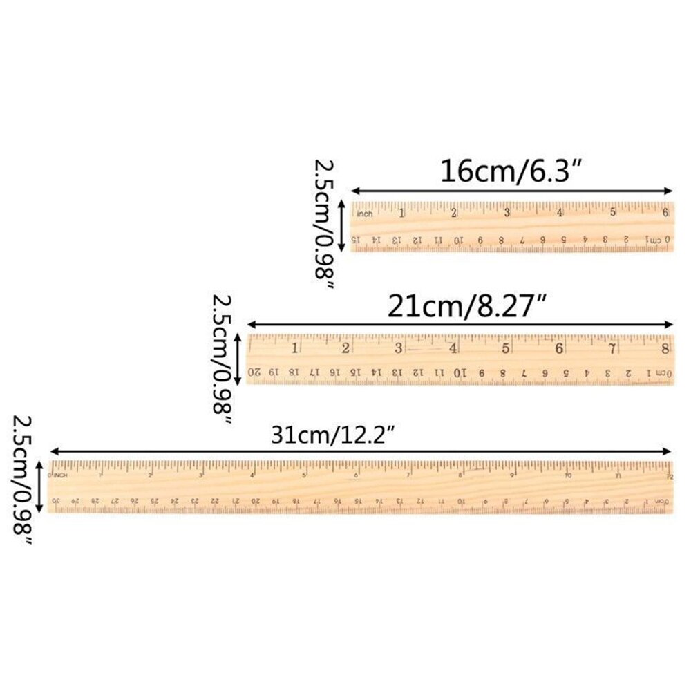 15cm 20cm 30cm Wooden Ruler Double Sided Student Stationery Measuring Tool School Office Supply 1PCS: 15cm