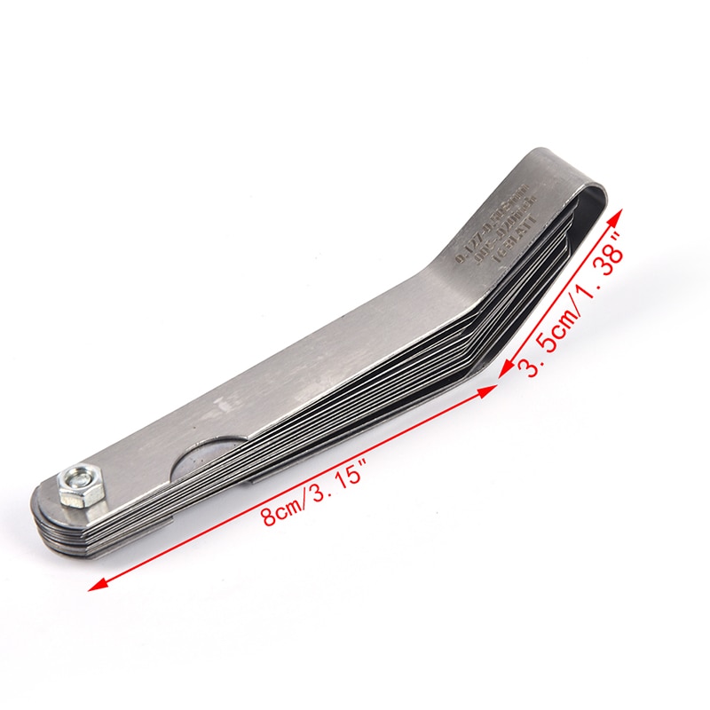 1 set for 16 Blades Feeler Gauge 0.05 to 1mm Thickness Curved Stainless Steel Gap Metric Filler Feeler Gauge