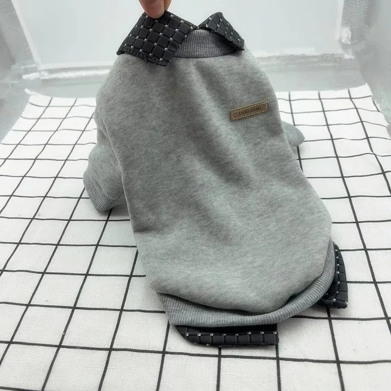 Pet Dog Clothes Warm Winter Shirt Collar Patchwork Hoodie Jacket for Small Dog Coat Bear Hoodie Pet Plaid Shirt Puppy Clothing