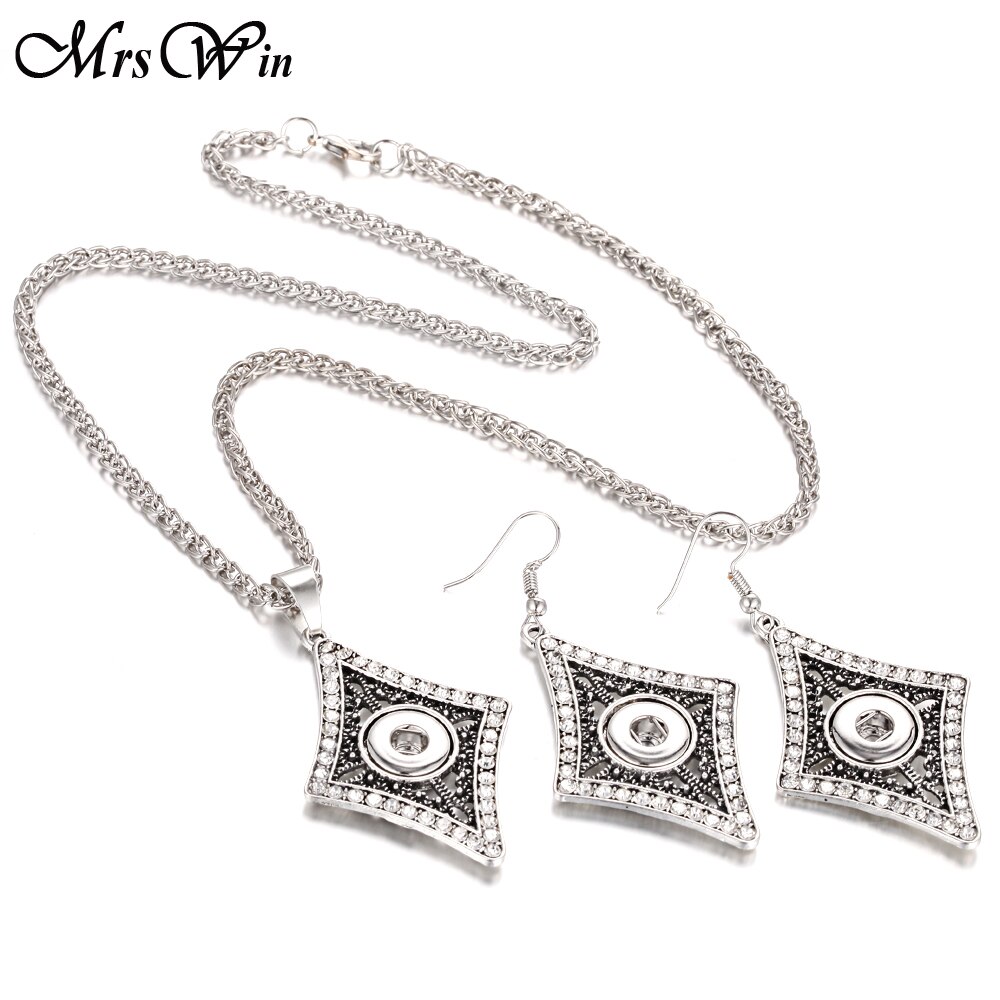 Boutons pression ensemble de bijoux paramètres cristal 12mm 18mm collier pression et 12mm boucles d'oreilles pression pour les femmes bouton pression boucles d'oreilles pendentif collier: 6