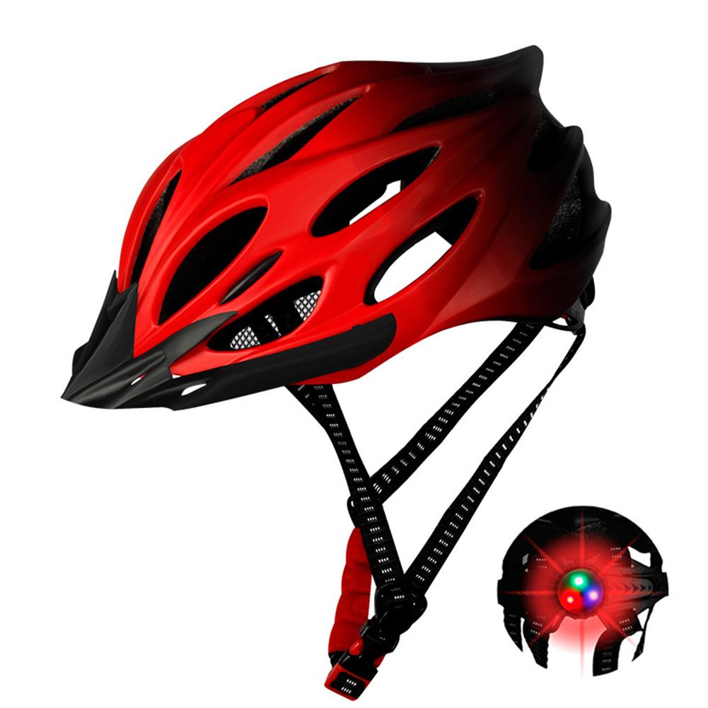 Cykelhjelm justerbar ultralet road mtb mountainbike cykelhjelm med baglys 54-62 cm helmes beskytter: Rød