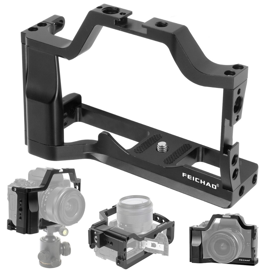 FEICHAO – cadre de caméra M50 pour Canon M5 M50 MarkII 3/8 1/4, support de chaussure froide avec sangle pour Arri, stabilisateur de moniteur à poignée