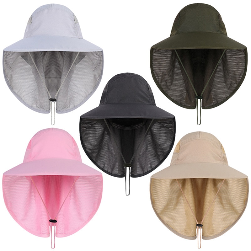Gorras de playa para deportes al aire libre, sombrero de pesca y senderismo con protección UV, con solapa para el cuello, accesorios deportivos para hombre