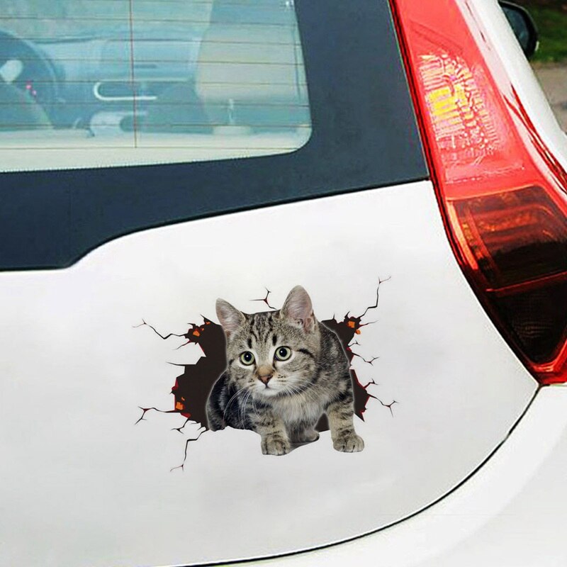 Pegatinas 3D para coche, Adhesivo de revestimiento 3D para gatos y perros grandes, adhesivo de gato para coche, pegatina de vinilo reflectante Animal, 1 Uds.