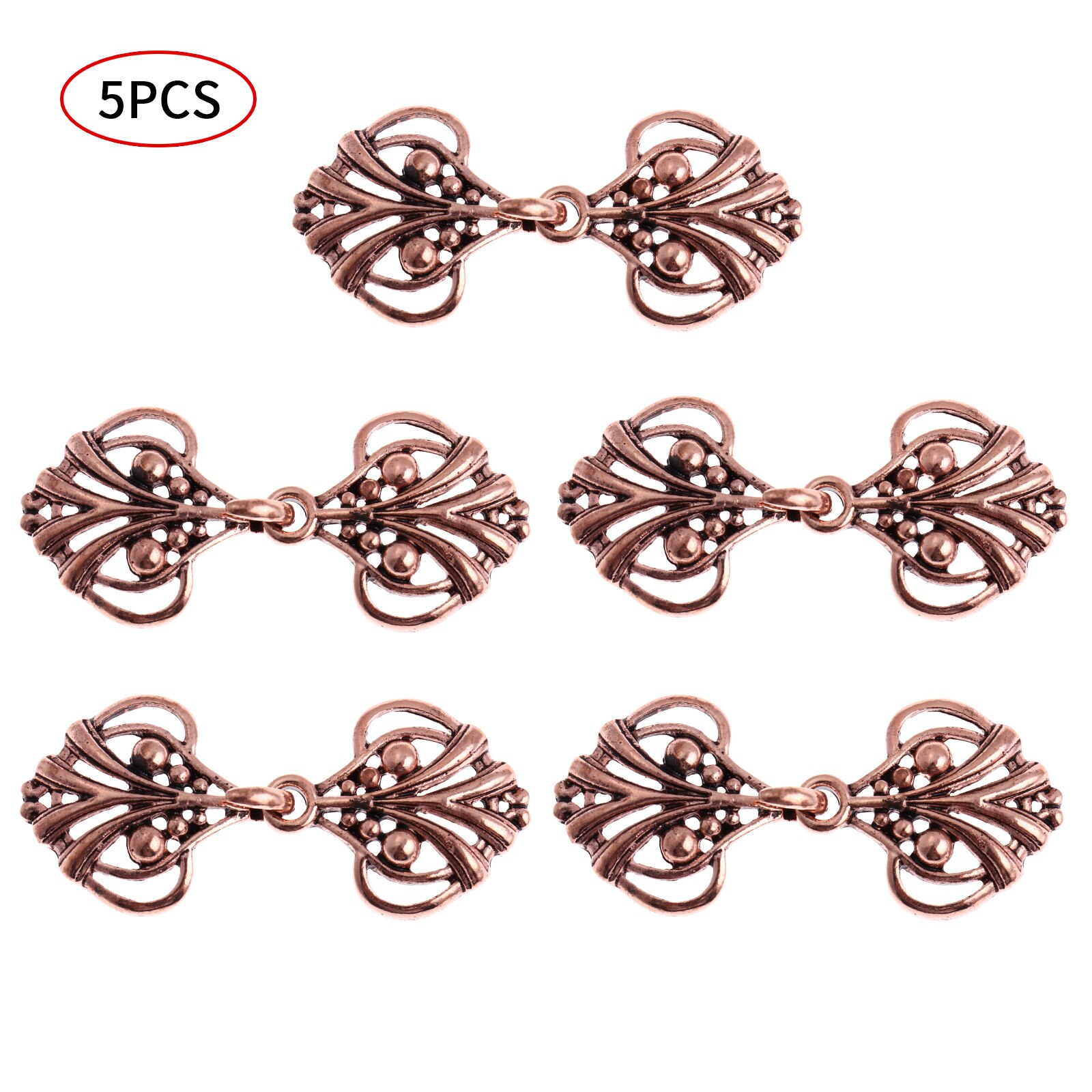 5 Hooks Eyes Cardigan Clips Alloy Cloak Clasps Vintage Chinese Cheongsam Fastener Buttons DIY Apparel Decor Buckle Sewing Crafts: Type 2 Copper