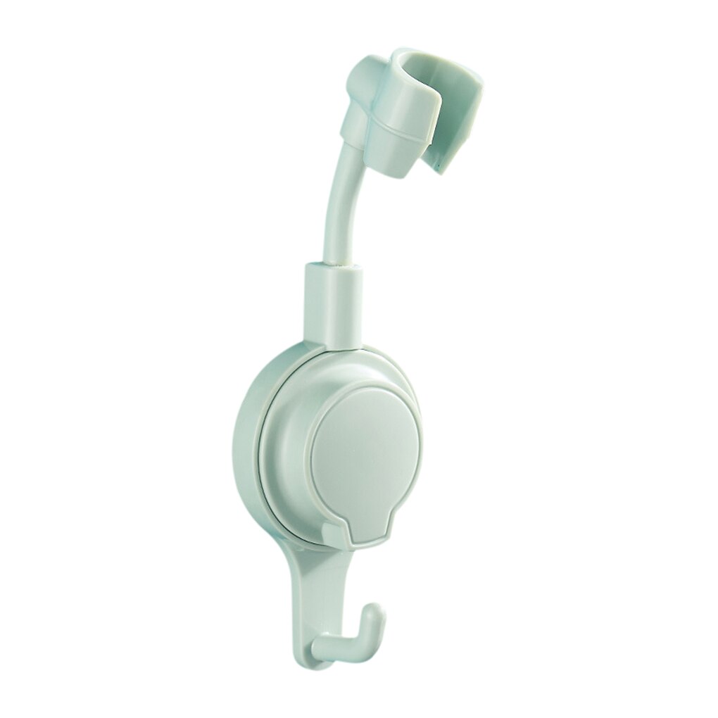 Adjustable Shower Holder Stand Suction Cup Shower Head Holder Wall Mount Showerhead Bracket Bathroom Support Douche Punch-Free: Light Green-1 hook
