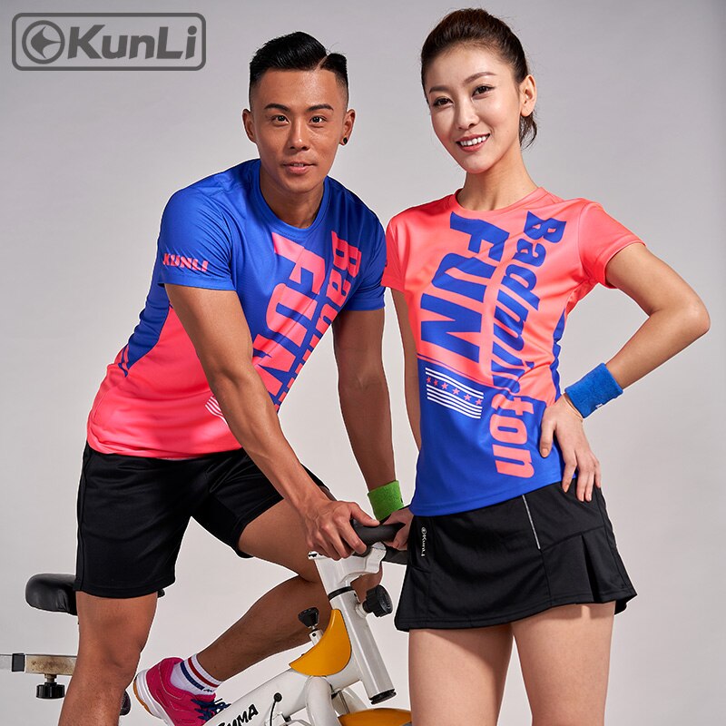 Kunli korte mouwen tennis shirt vrouwen outdoor sport badminton kleding running kleding T-shirt basketbal Volleybal shirt