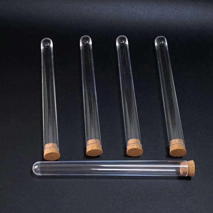 20pcs/pack 15x150mm plastic test tube with cork, U-shape Bottom Wooden Cap Container for school laboratory
