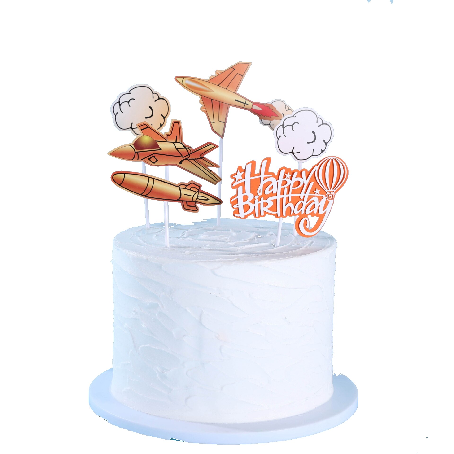 blu nuvola mongolfiera aeroplano lettera di buon compleanno tema per bambini torta di compleanno decorazione bandiera impostato: giallo impostato