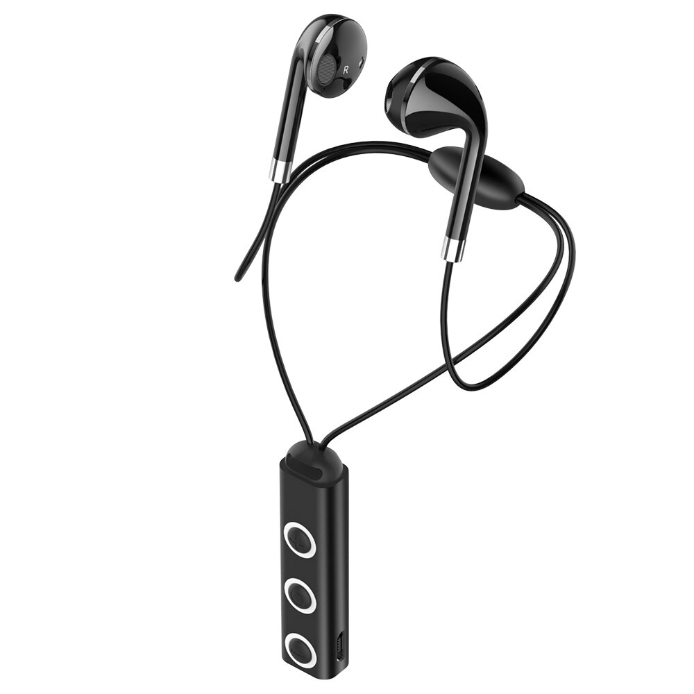 Bt313 bluetooth oordopjes handsfree draadloze hoofdtelefoon sport bluetooth oordopjes bas headset met microfoon voor mobiele telefoon universeel: Zwart