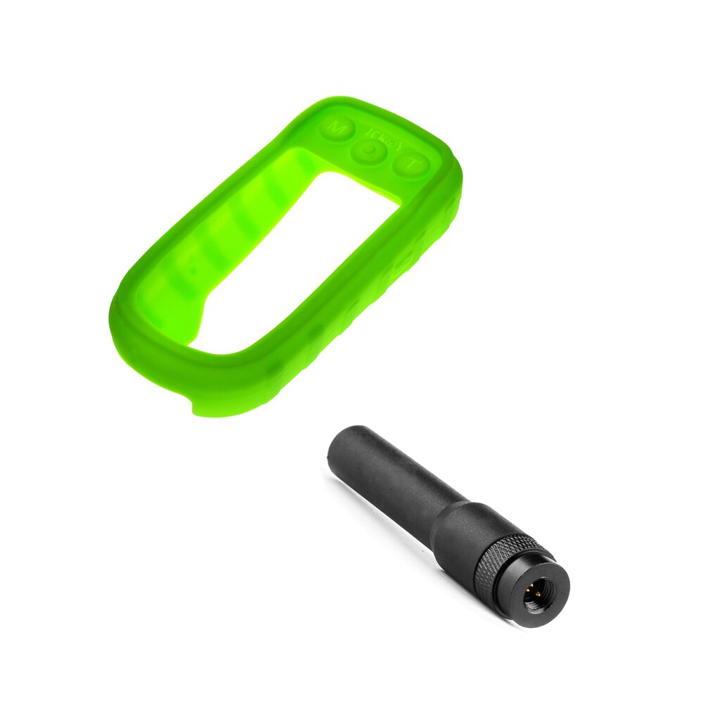 SMA-Male 136-174 MHz Short Soft Antenna + Silicone Protect Case Skin for Handhel GPS Garmin Alpha 100 Alpha100 Accessories: Green