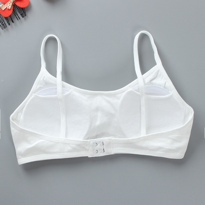 Tiener Meisjes Training Beha Double-Layer Sling Spons Beha Katoen Ademend Teenages Tube Tops Kids Meisjes Ondergoed: White