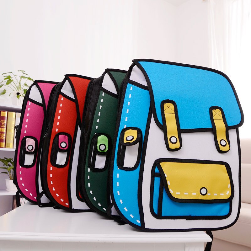 3D Jump Style 2D Tekening Cartoon Paper Bag Comic Rugzak Messenger Tote Leuke Student Zakken Unisex Bolos