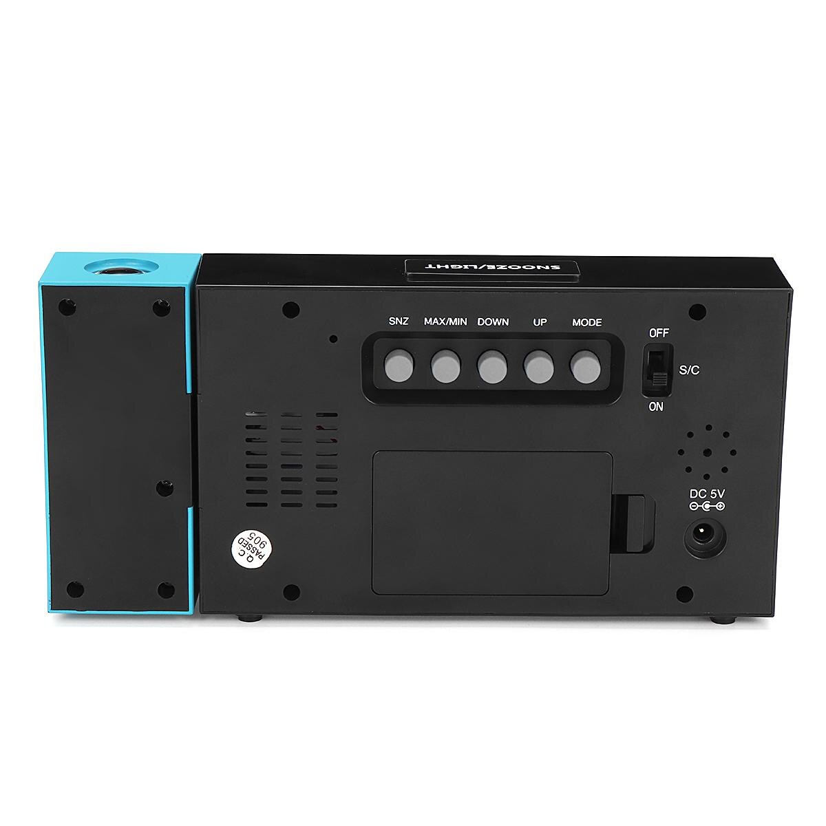 Digitale Projectie Wekker Lcd Display 180 ° Draaibare Projectie Temperatuur Thermometer Hygrometer Wakker Klok