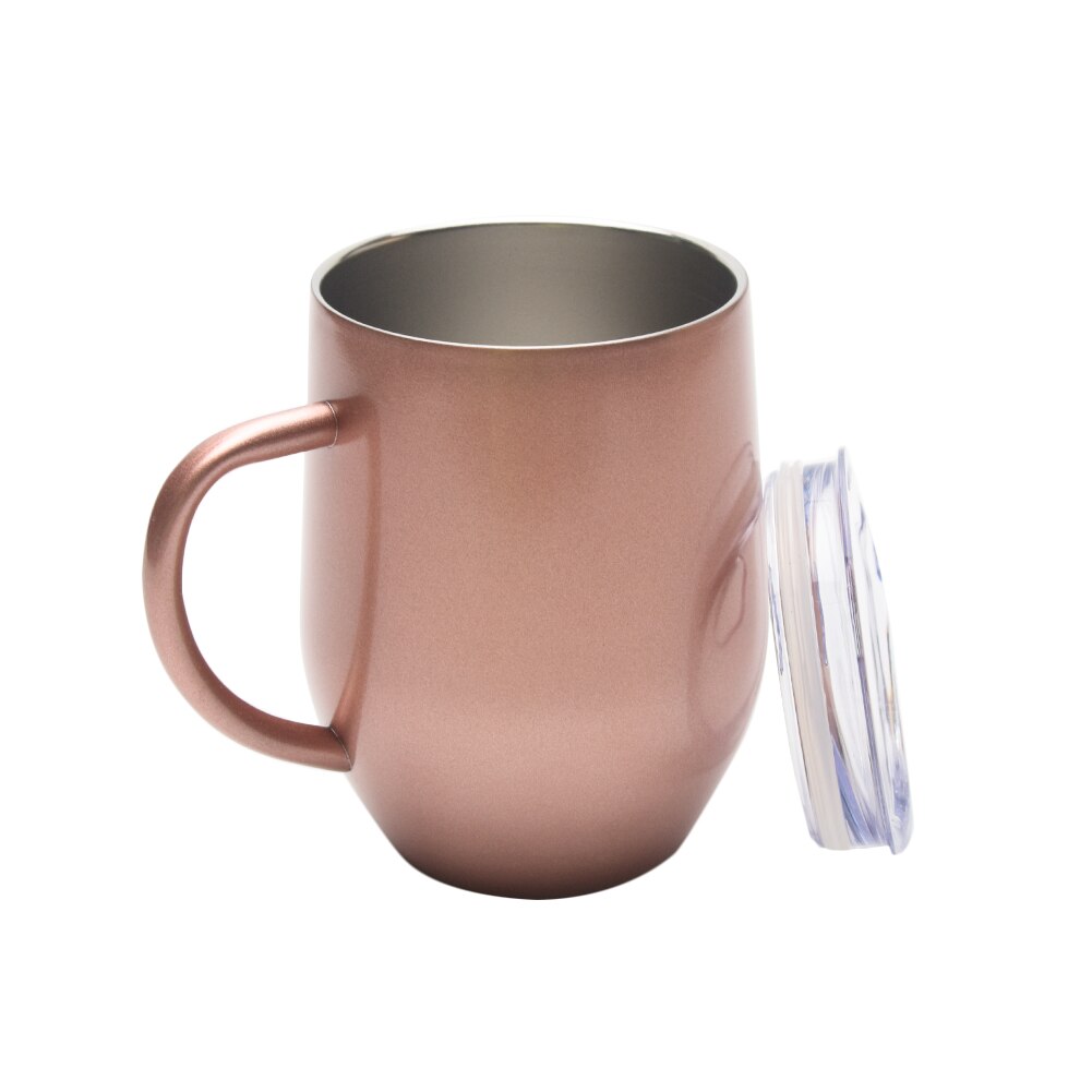Double Wall Sealed Stainless Steel Cup Portable Healthy Coffee Champagne Curved Handle Unbreakable Home Office Wine Leak Proof