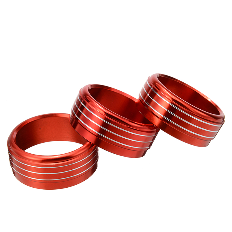 Mayitr 3pcs Red Aluminum A/C Climate Control Knob Ring Covers Sticker For Subaru Impreza Forester WRX/STi