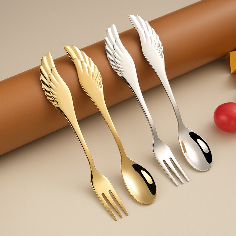 Fruit Vork Angel Wing Leuk Cadeau Voor Ijs Dessert Koffie Lepel Servies Multifunctionele Keuken Gereedschap