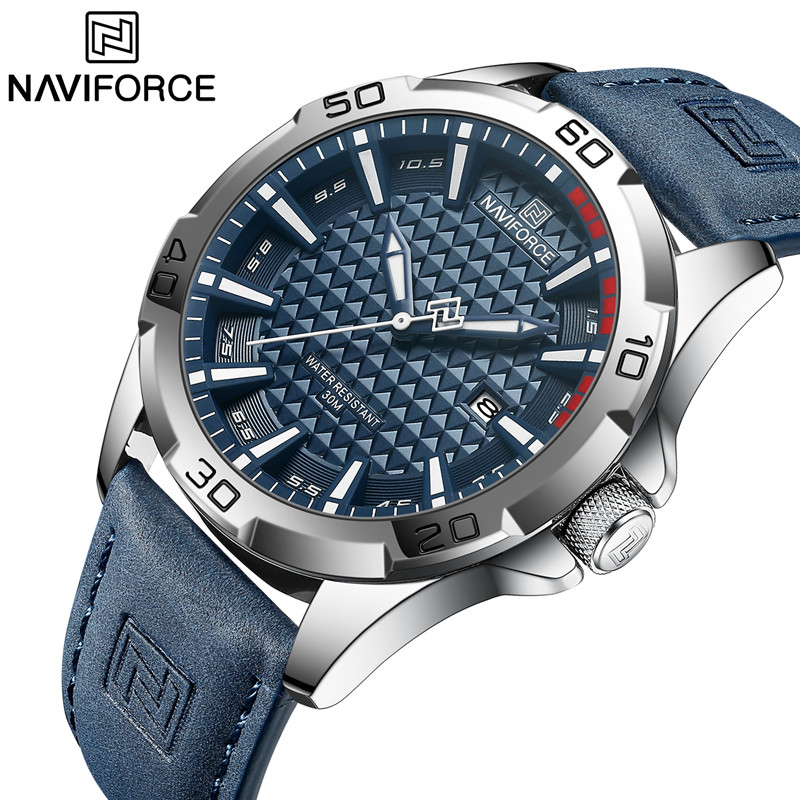 NAVIFORCE Mannen Mode Quartz Horloges Mannelijke Lederen Band Sport Waterdichte Horloges CalendarClock Relogio Masculino