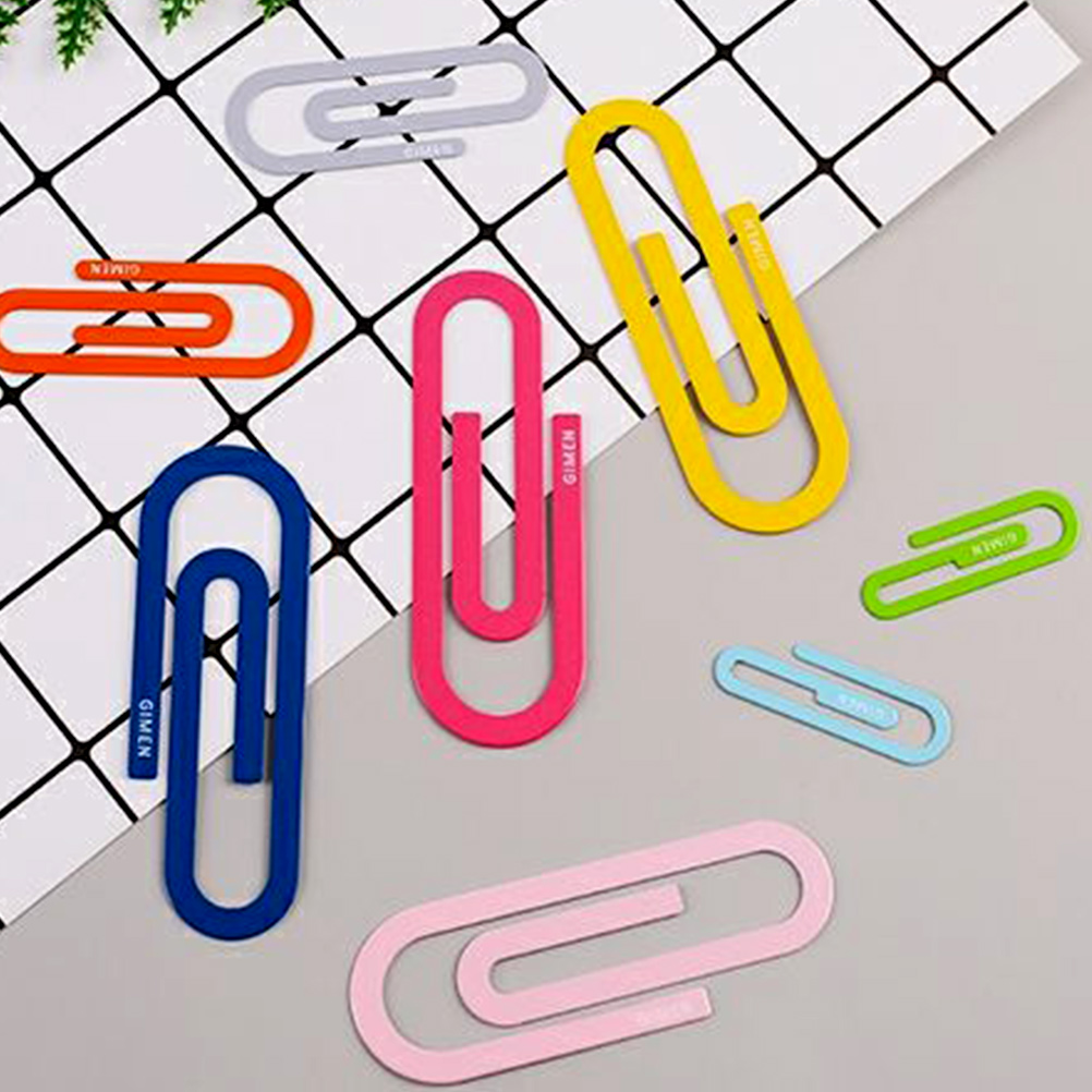 4Pcs Multi-function File Clips Lovely Paper Clamps Iron Paperclips Book Markers for Students