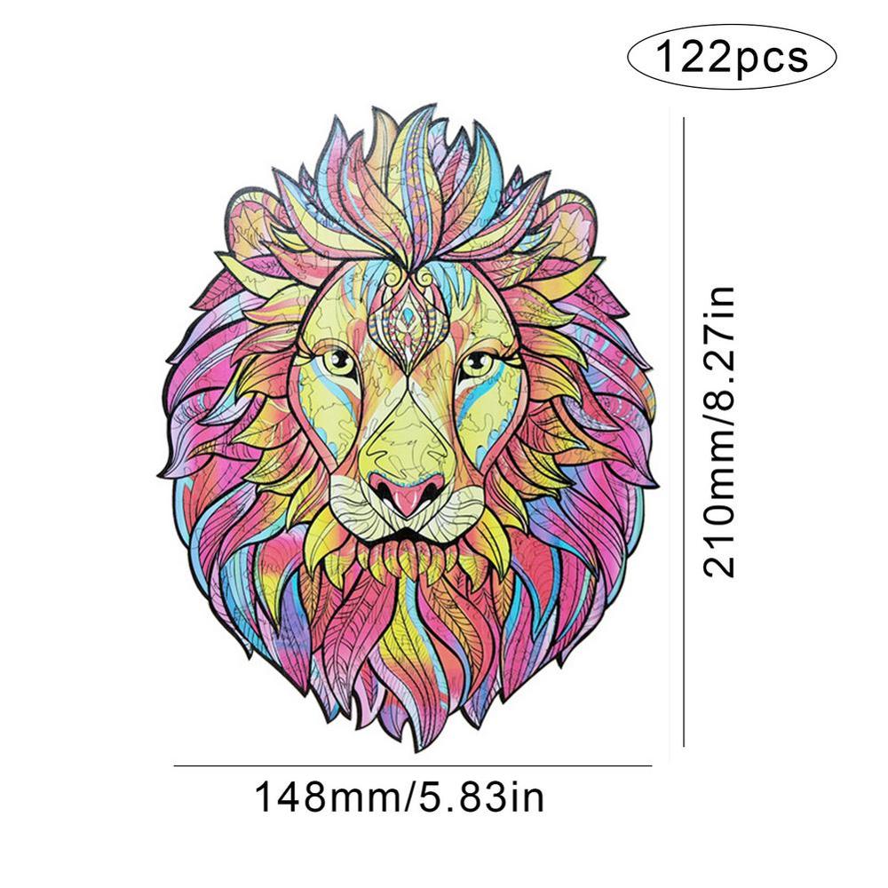 Wolf Shape DIY Wooden Puzzle For Adults Children Wooden Puzzles Animal Wooden Jigsaw Puzzle for Kids Toys: A5 lion