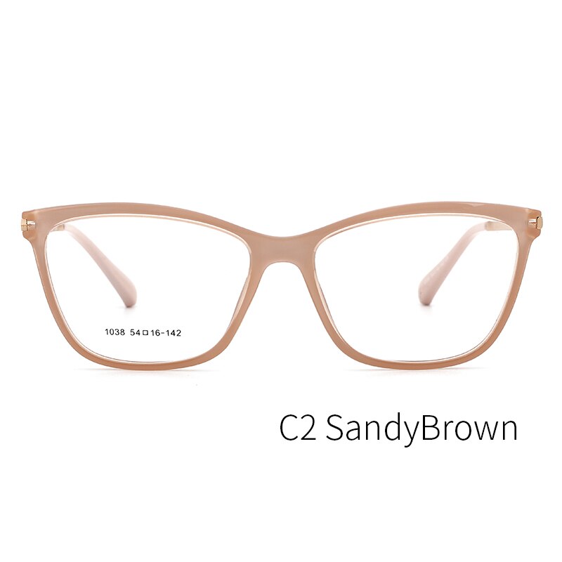 Tangowo  tr90 brilmontuur voor dames, cateye-bril, vintage mypoia, volledig optische bril op sterkte, 1038 monturen: Zandbruin