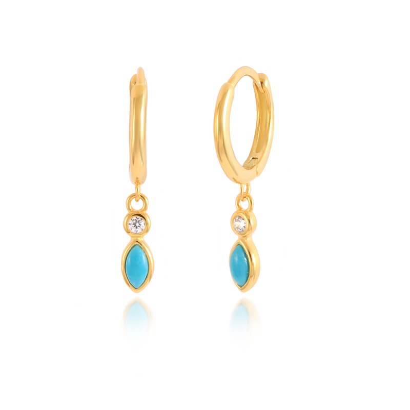 Boako Trendy Real 925 Sterling Zilver Turquoise Dangle Earring Kwastje Ketting Oor Stud Voor Vrouwen Verjaardag Sieraden: 1