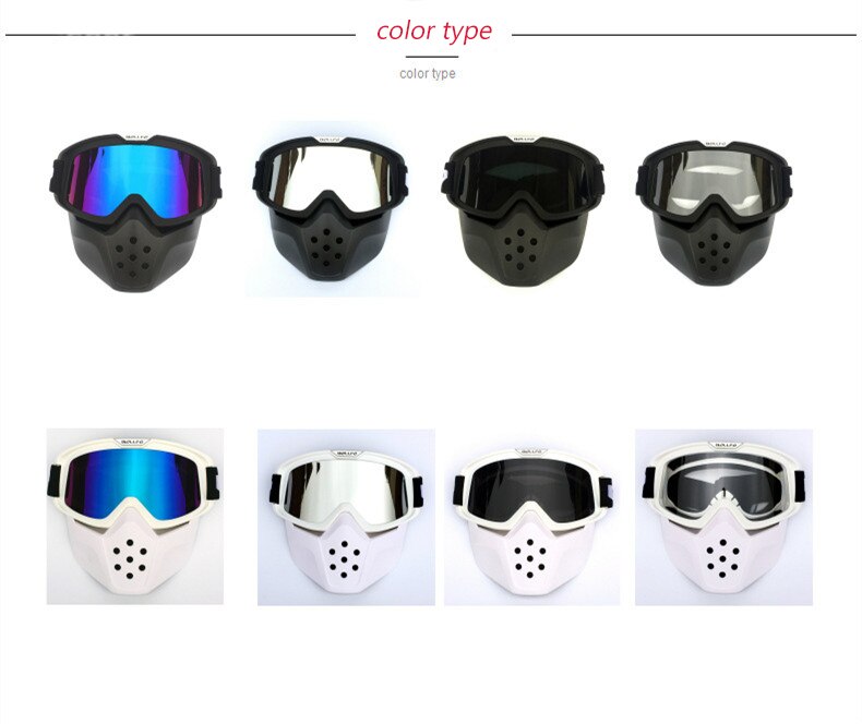 Vintage Motorcycle Shark Helmet Goggles Classic Motocross Goggles Glasses Windproof Retro Open face Helmets Goggles Mask