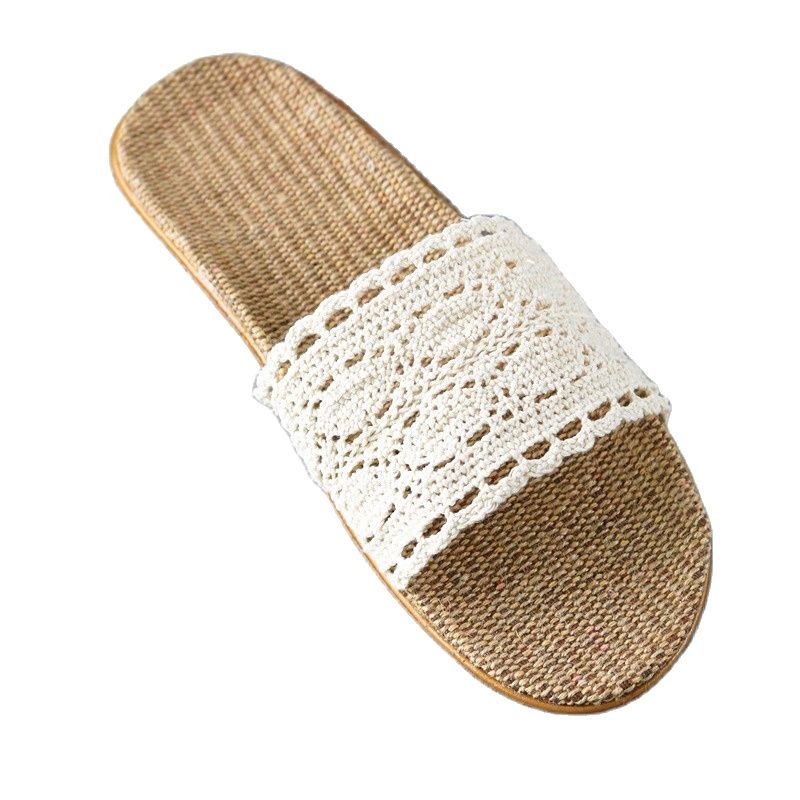 Suihyung mulher chinelos de linho 2021 novo verão cinto de renda sapatos interiores macio antiderrapante flip flops senhoras casual slides sandálias de linho