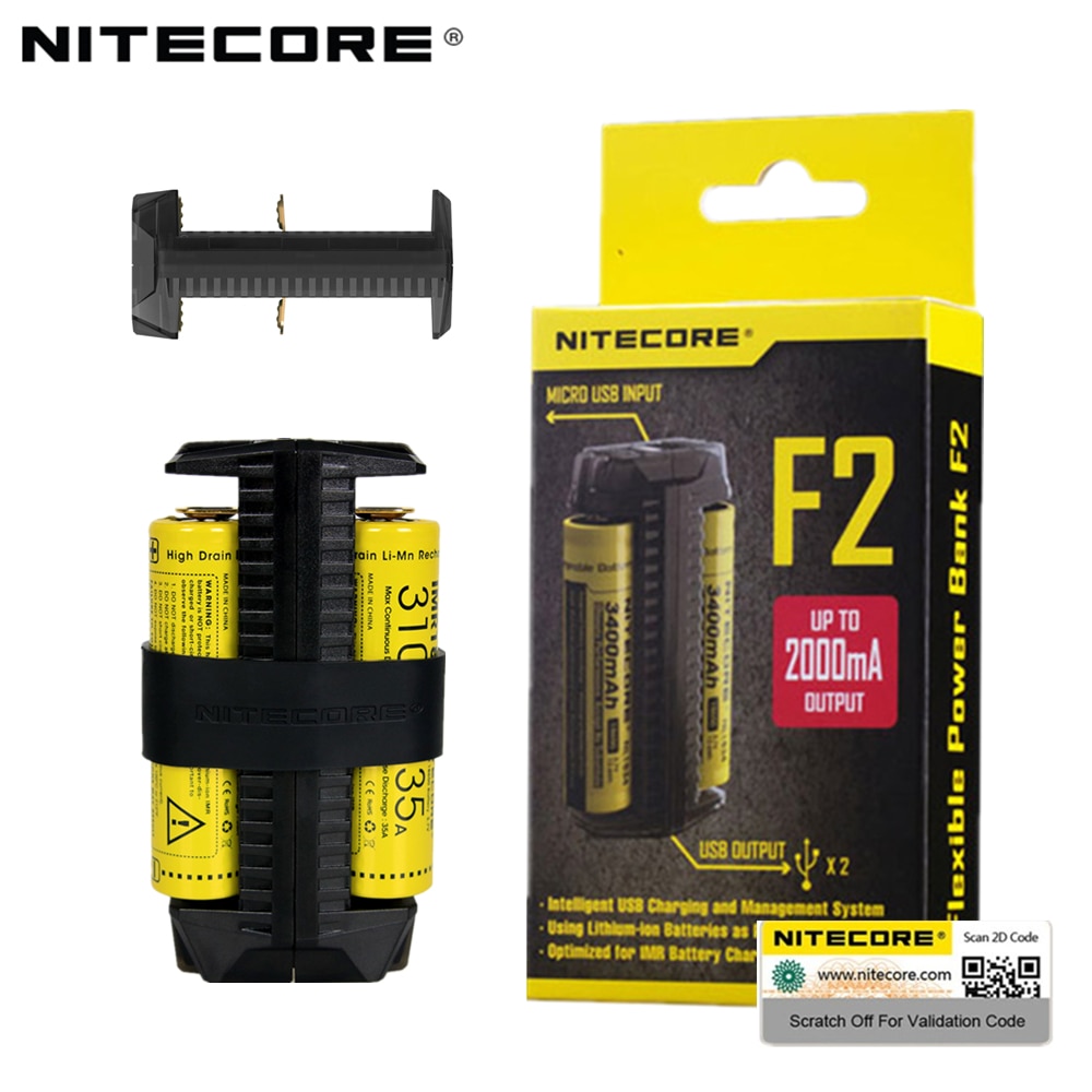NITECORE F2 F1 Flexibele Power Bank 2A Smart Li-Ion IMR Batterij 2 Slots USB Lader Lichtgewicht Draagbare Stroombron Adapter