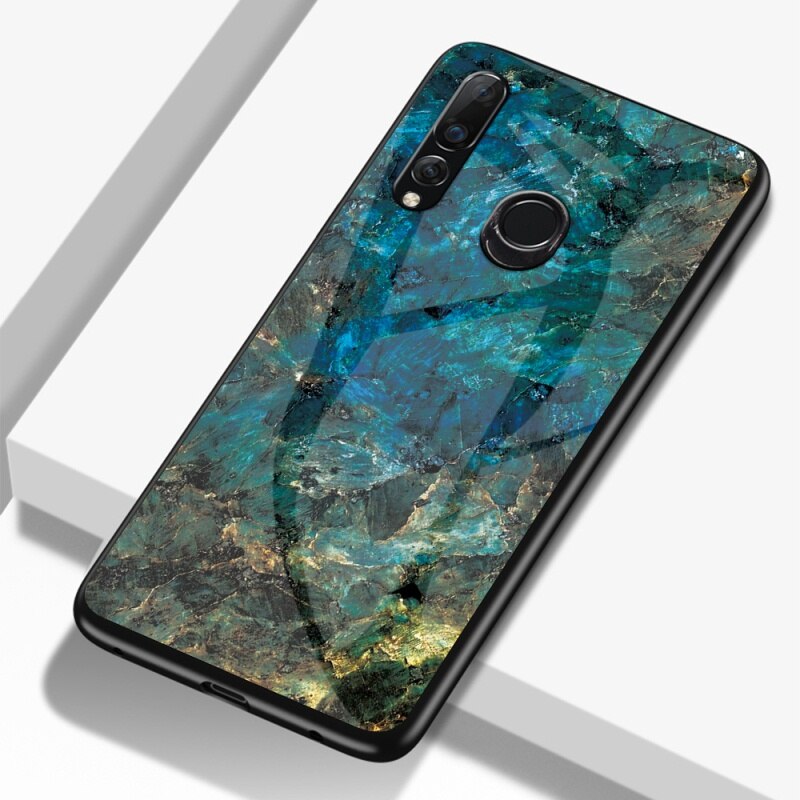 Marmor Gemusterten Gehärtetem Glas Fall für Honor 9X Premium Telefon Abdeckung Silikon rahmen Harte Glas Zurück Abdeckung für Honor 9X globale