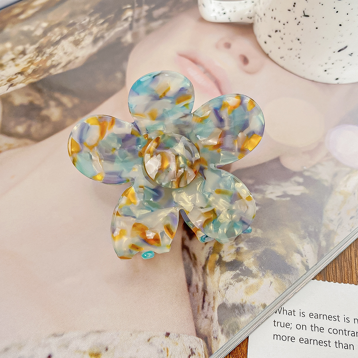 Nueva flor, coleta, pinza para el pelo de tiburón para mujer, pinza para el pelo gruesa, pinza para el pelo de acetato, pasadores, accesorios para el cabello: Rojo