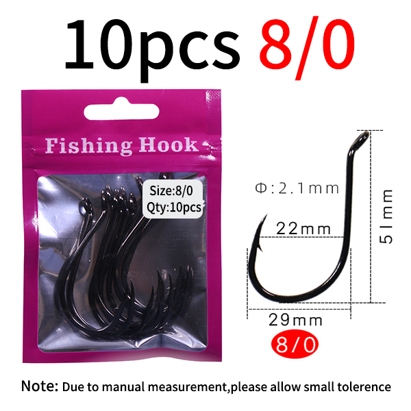 Lionriver 10 stks/zak 3/0-8/0 Octopus Snavel Koolstofstaal Offset Vishaak Zoutwatervissen Livebait/Snapper Rig Haak: Light Grey