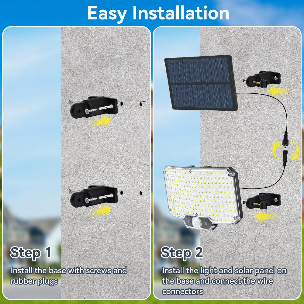Super Bright Solar Light Outdoor Motion Sensor Solar Strong Power LED Garden Yard Park Wall Lamp IP65 Waterproof 3 Modes