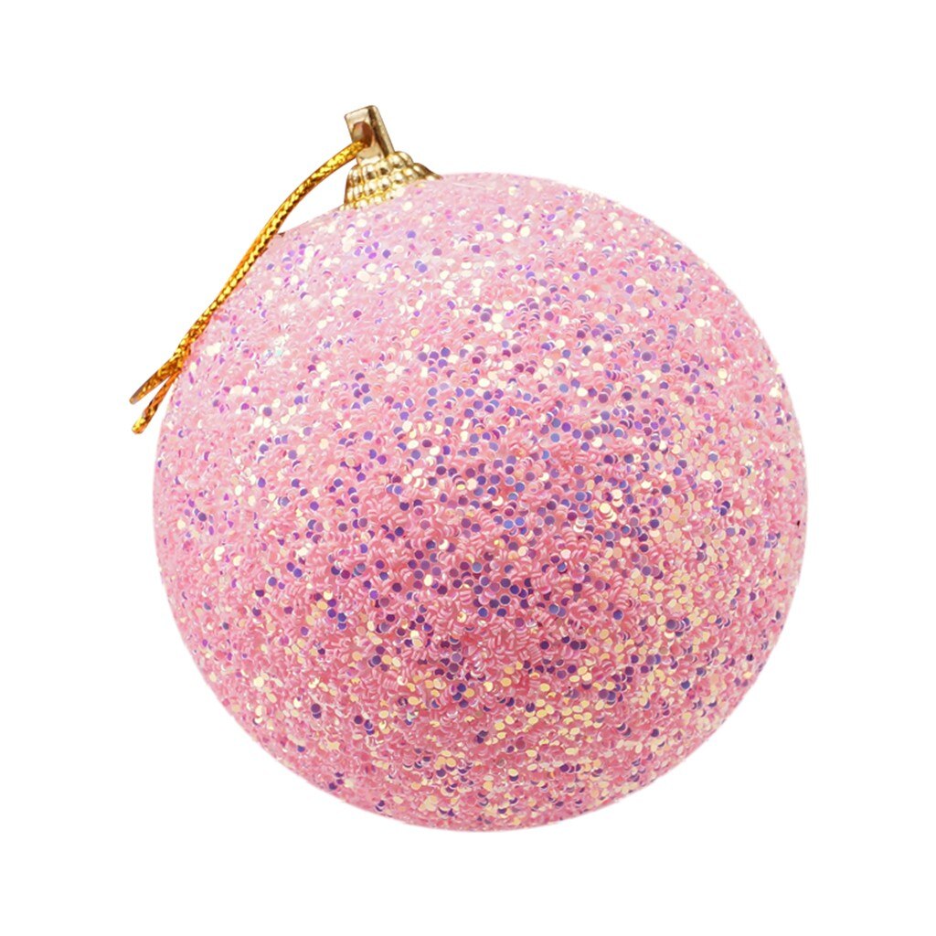 La palla di natale rotonda brilla con decorazioni natalizie per le palle di decorazioni per alberi di natale per feste di famiglia di natale: rosa