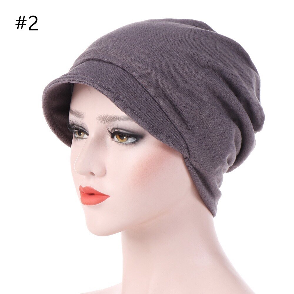 1 pcs Women warm hats solid soft 6 Colors Cotton Caps with brim: 2