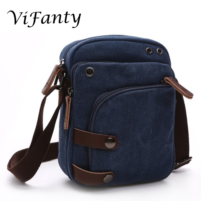 Kleine Vintage Canvas Reizen Purse Mini Schoudertassen Messenger Crossbody Handtas: Blue