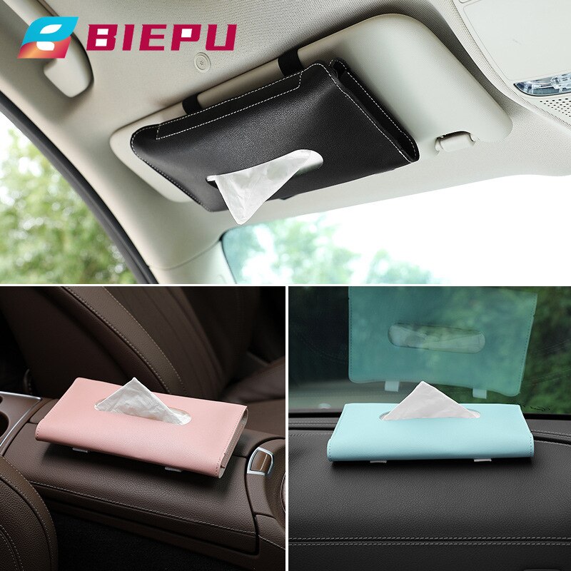 Biepu 1 Stuk Van Auto Tissue Box Handdoek Cover Auto Zonneklep Tissue Box Beugel Auto Interieur Auto Accessoires