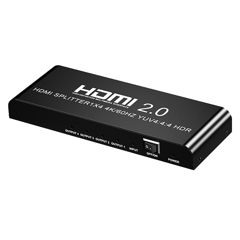 Hdmi 2.0 1X4 Splitter Hd Video Splitter 4K 60Hz Voor Computer Monitor Dvd-speler Projector Televisie (Eu plug): Default Title