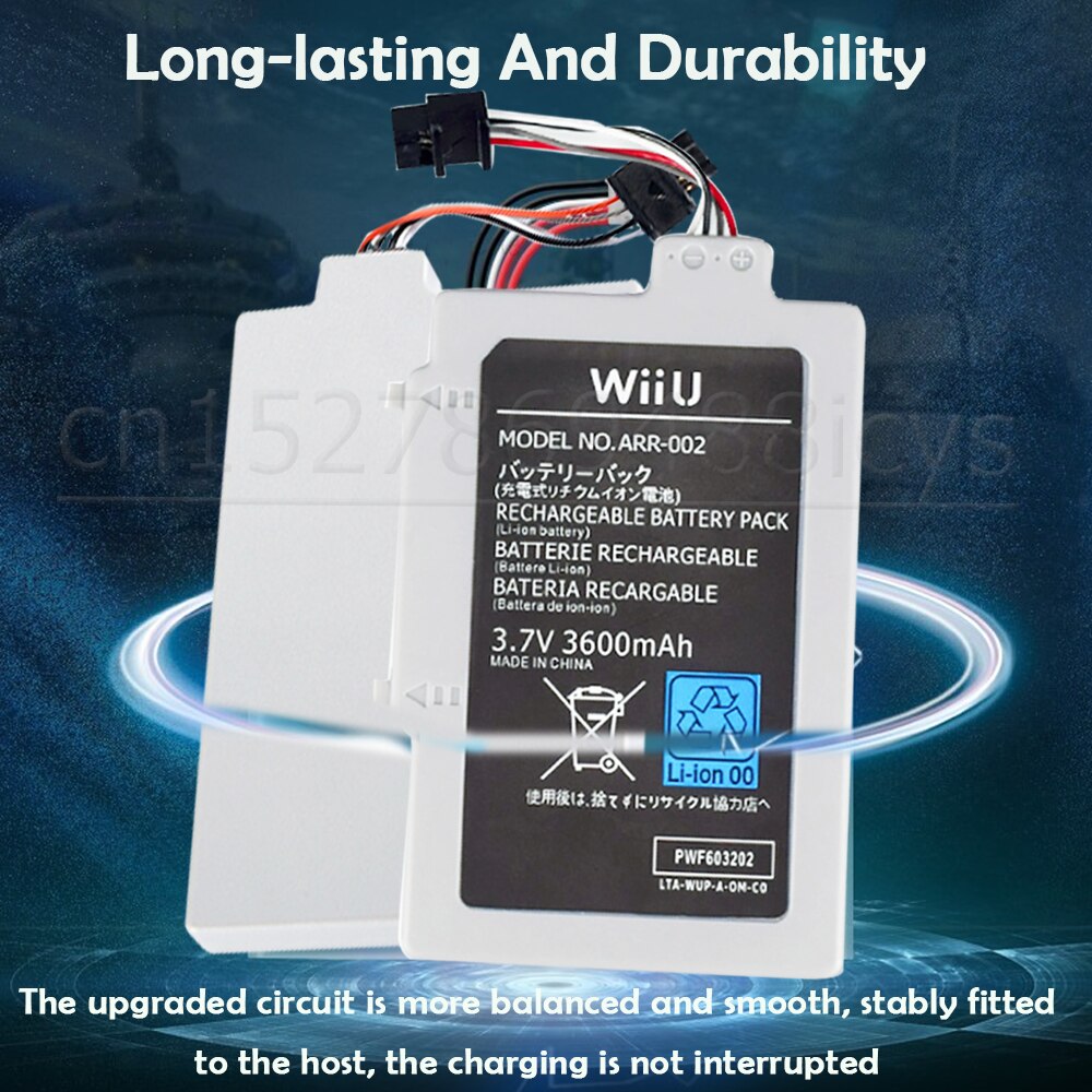 1 stk 3.7v 3600 mah arr -002 li- ion genopladeligt batteri til nintendo wii u trådløs controller joystick udskiftningsbatterier