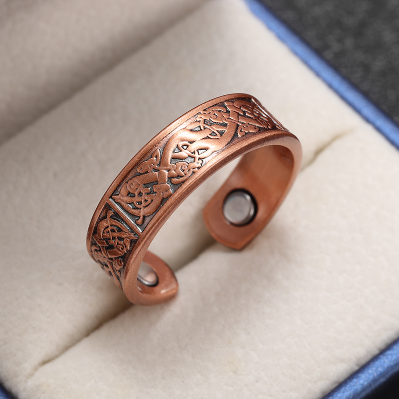 Anillo magnético con apertura de cobre ondulado a la Retro, accesorios de joyería Retro multifuncionales para hombres y mujeres: Morado