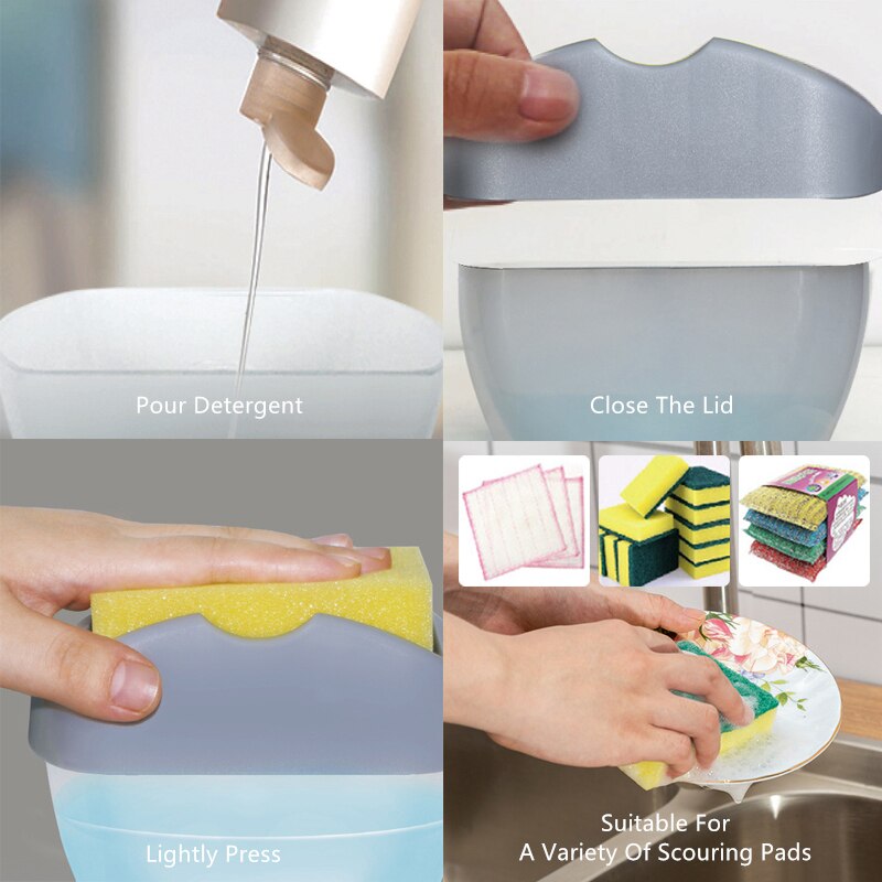 2-In-1 Zeep Dispensers Handpers Vloeibare Dispenser Container Met Spons Houder Keuken Schoner Doos Zeep Kuchnia organizer