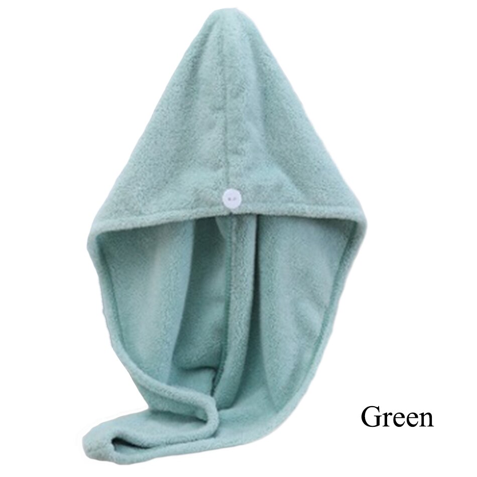 Microfiber Hair Towel Wrap for Women Girls, Quick Dry Towel for Long Curly Hair, Hair Drying Soft Towels with Button 8 Colors: Green / 2pcs