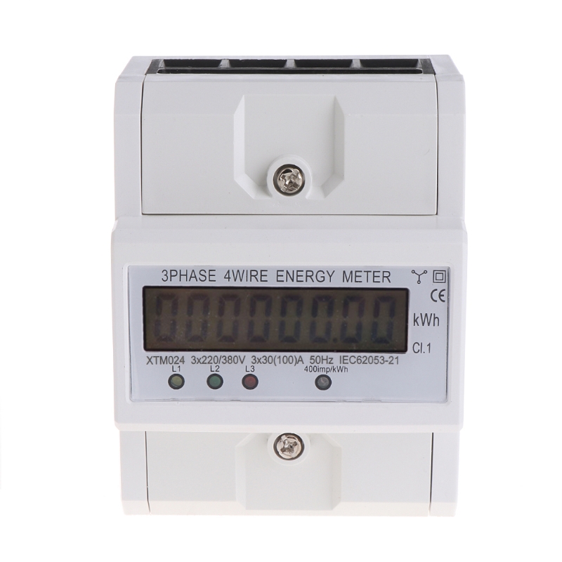 Kolmivaiheinen nelijohdin lcd digitaalinen näyttö wattimittari virrankulutus energiamittari kwh  ac 230v 50-60hz sähköinen din-kisko