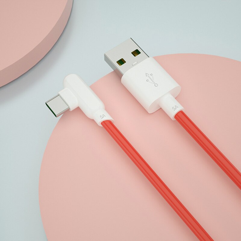 USB C 90 Grad Kette Kabel Oneplus Nord N10 N100 8T Typ C Bindestrich Ladekabel 0.3/1/2M 5A Schnelle Ladung Für eins Plus 8 7T 7 Profi 6: 100cm